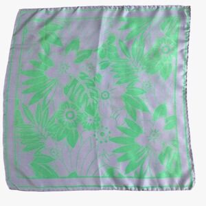 Carlisle Silk Scarf Green/Purple Leaf/Floral 21" Square